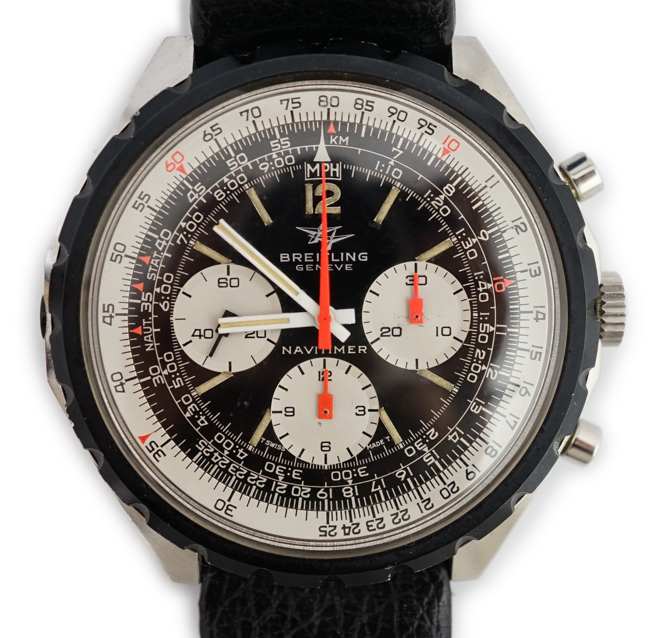 A gentleman's steel Breitling Navitimer manual wind wrist watch REF. 0816